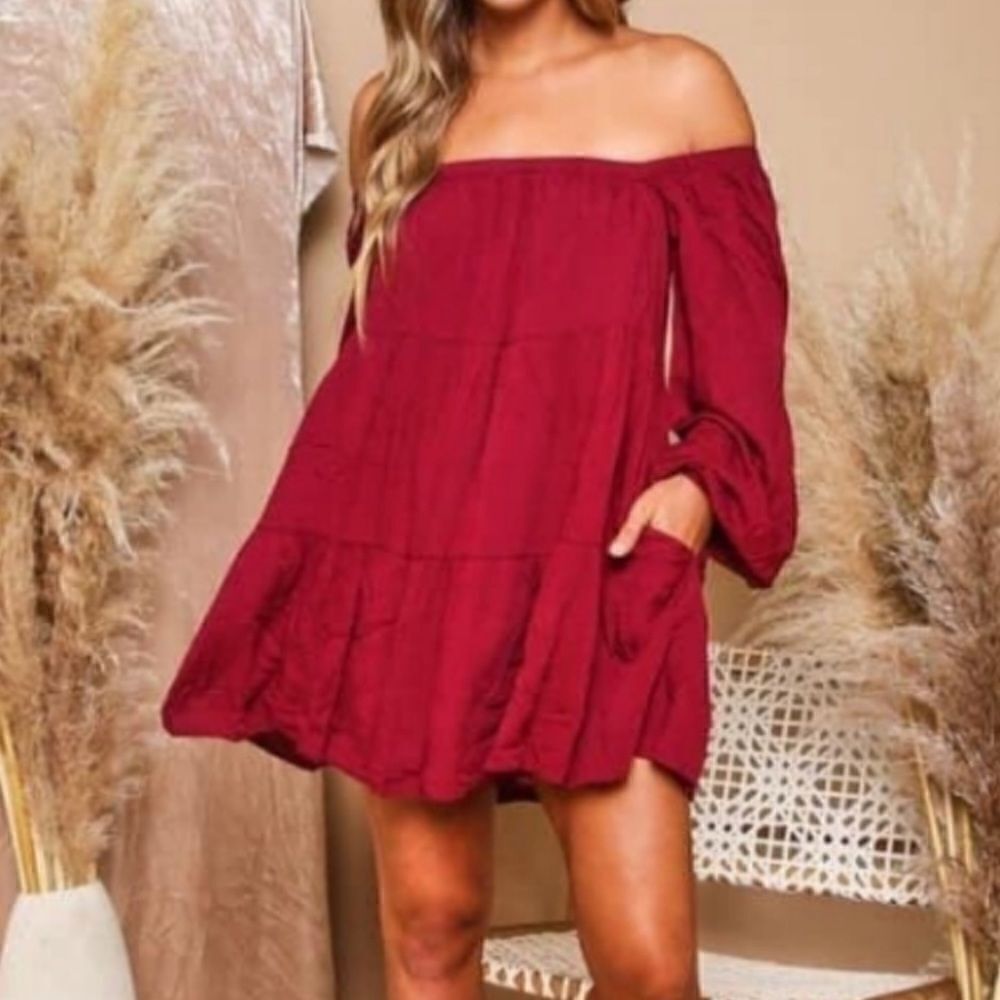 Off Shoulder Mini Dress - Picture 2 of 14
